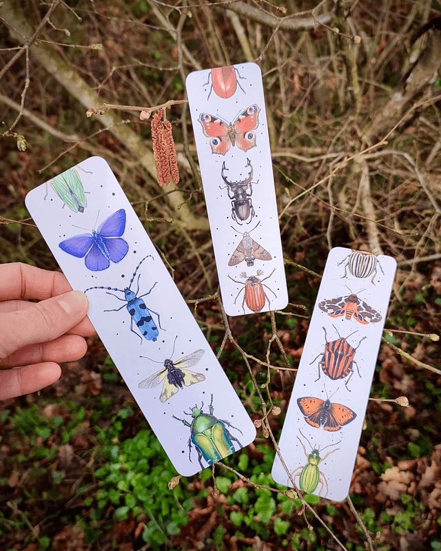 Lot de 3 marque-page - motif INSECTES